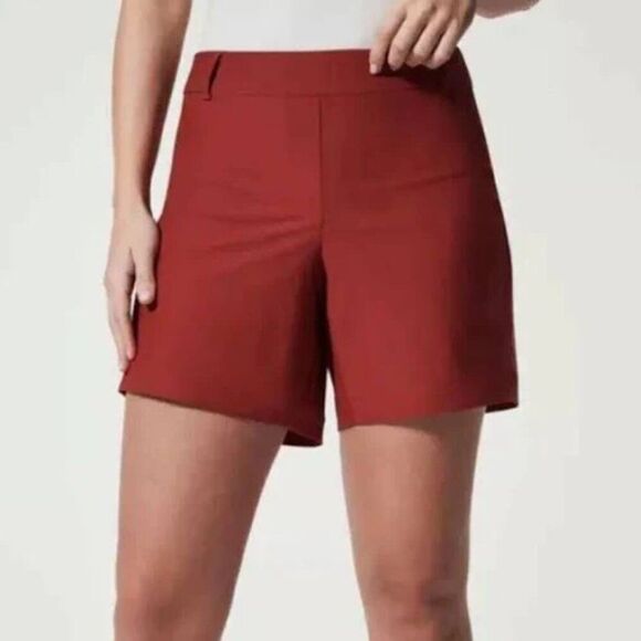 Spanx 6" Sunshine Shorts UPF 50+ Women's Size XL Stretch Dark Cherry Red - Picture 1 of 10